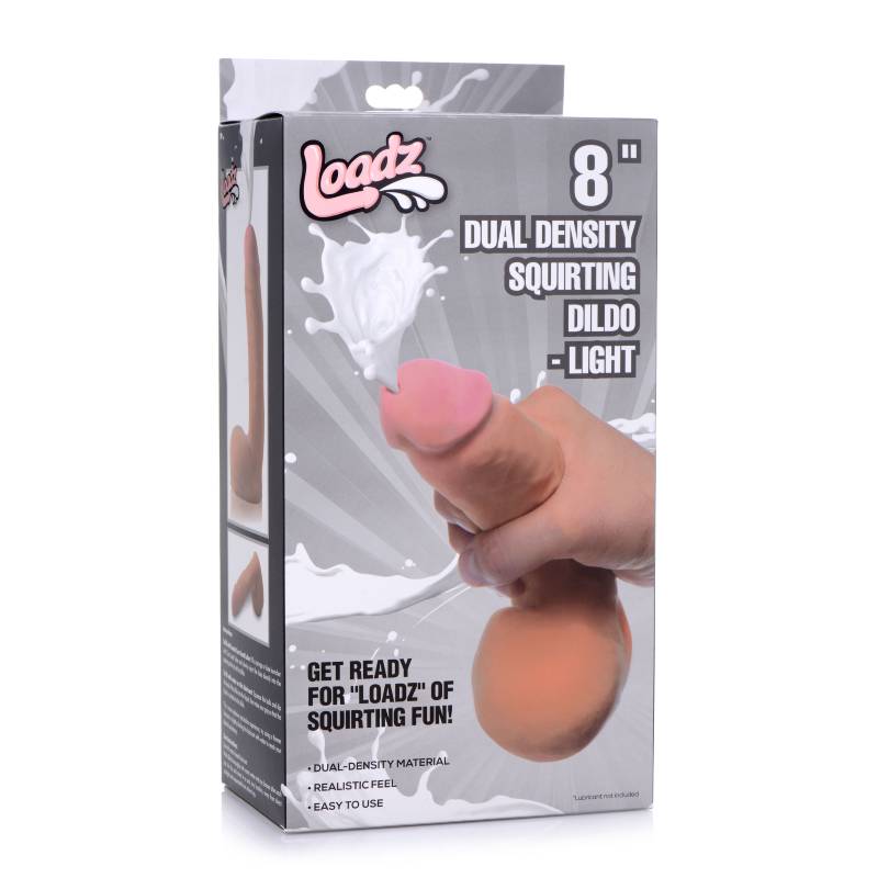 Loadz -  dual density squirting dildo 8'' -  box side view | Flirtybay